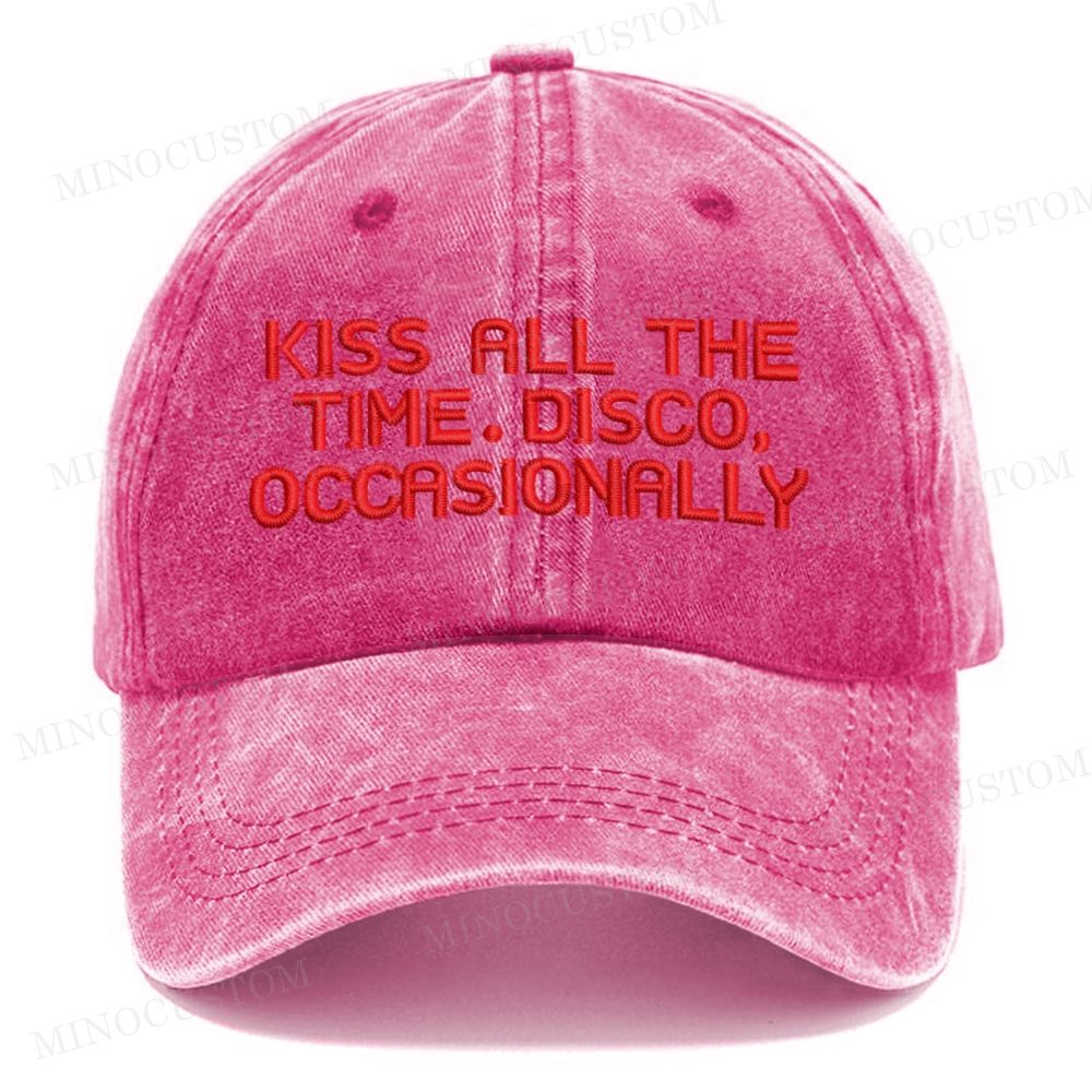 (Embroidery) Retro Slogan Quote Low Profile Casual Washed Cap 