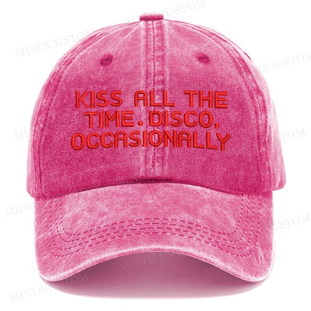 (Embroidery) Retro Slogan Quote Low Profile Casual Washed Cap 