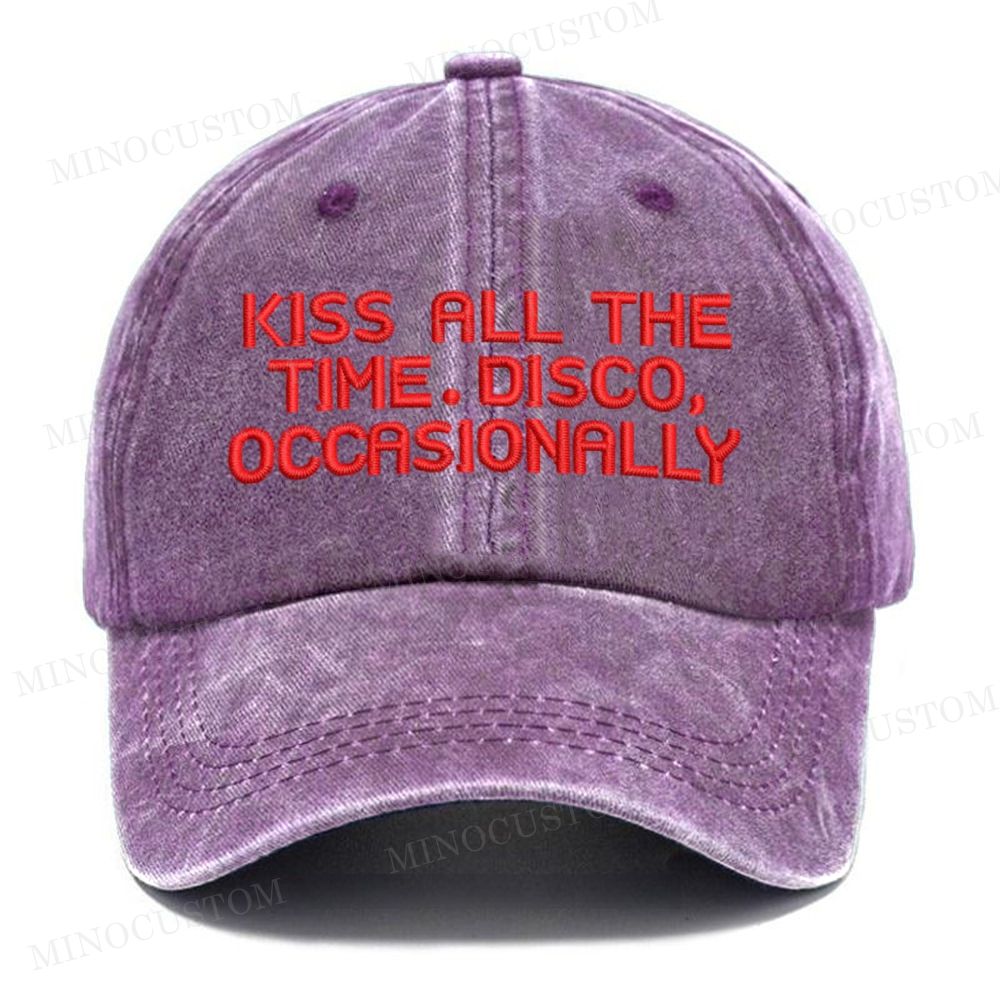 (Embroidery) Retro Slogan Quote Low Profile Casual Washed Cap 