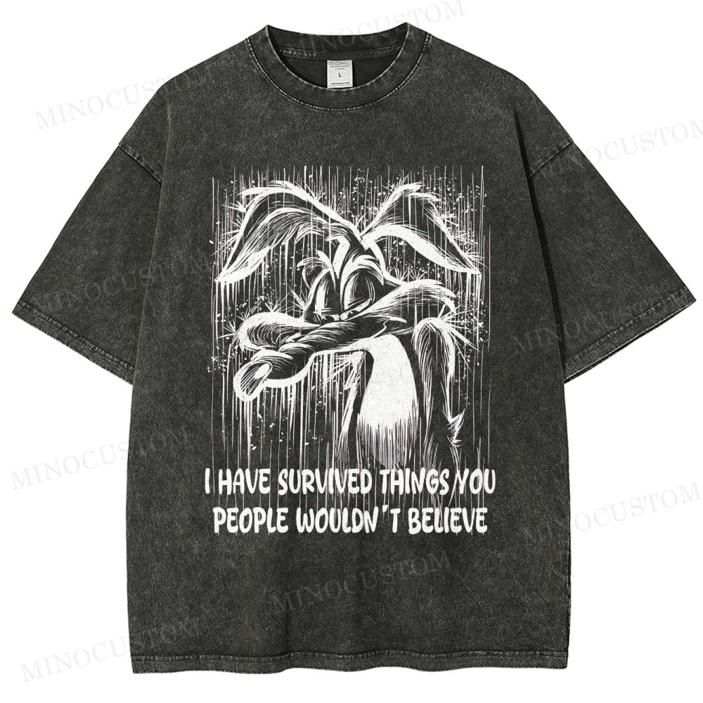 Wile E. Coyote Survival Slogan Washed T-Shirt