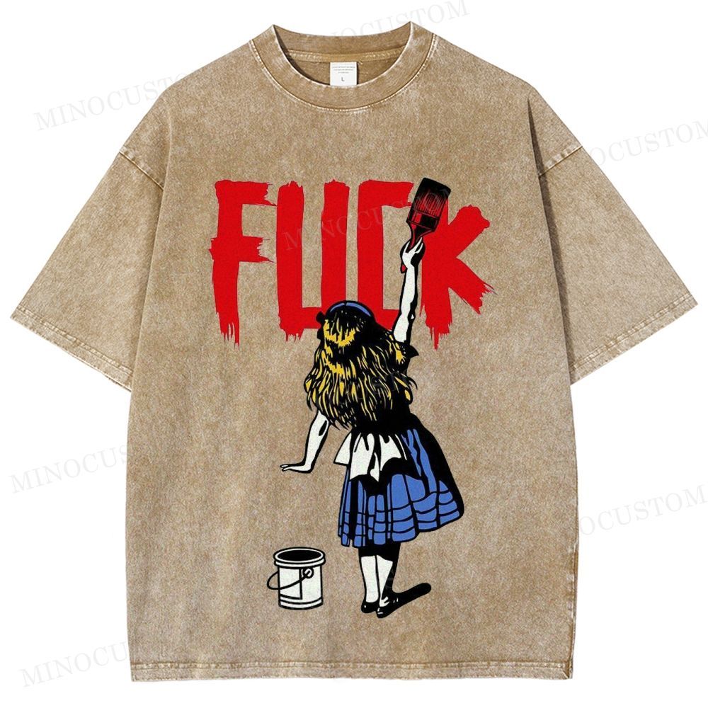  Alice Graffiti Slogan Washed T-Shirt