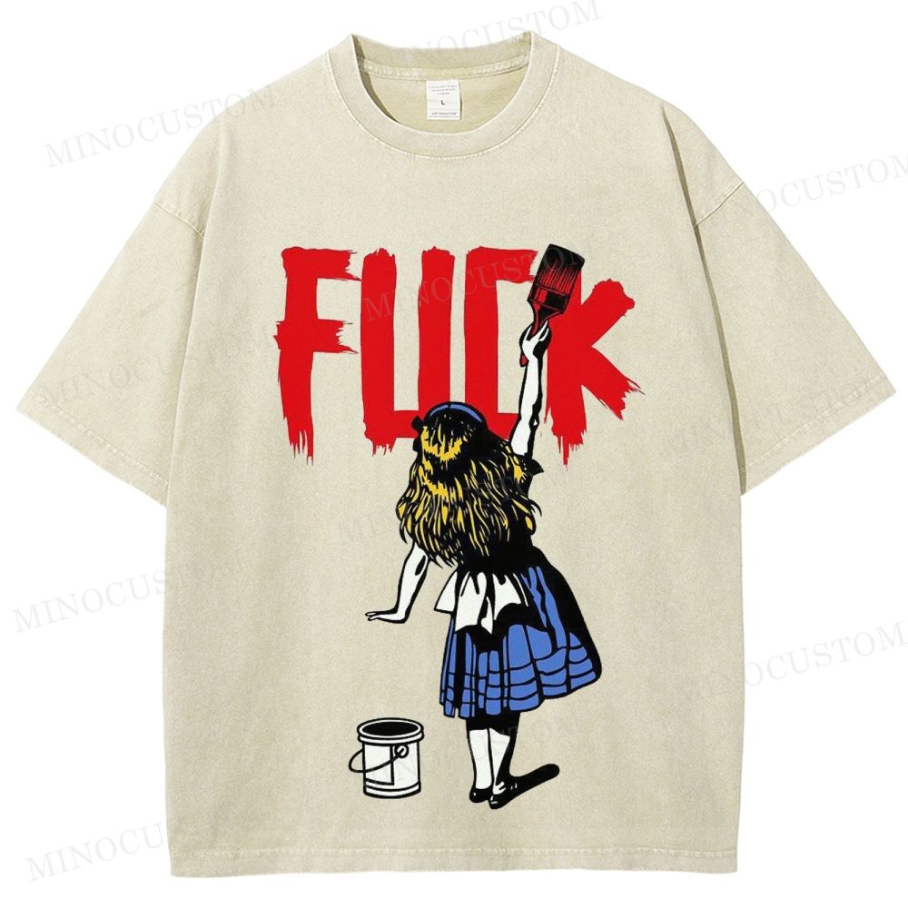  Alice Graffiti Slogan Washed T-Shirt