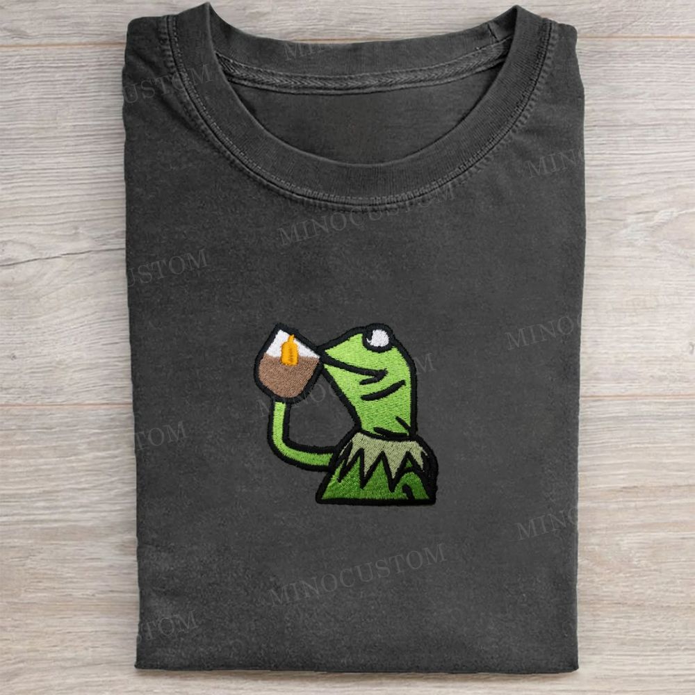 Embroidery Kermit Tea Time Vintage Washed Tee