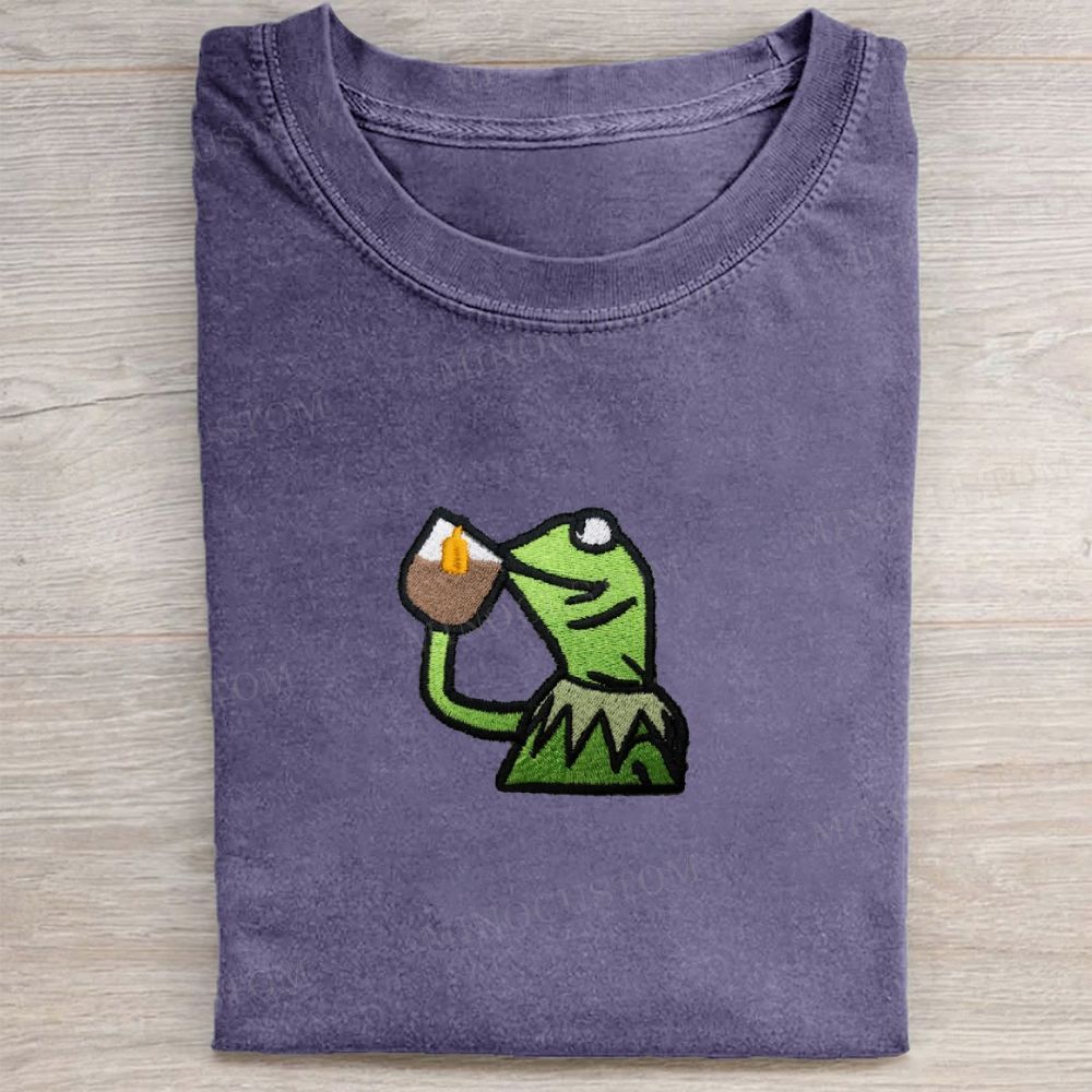 Embroidery Kermit Tea Time Vintage Washed Tee