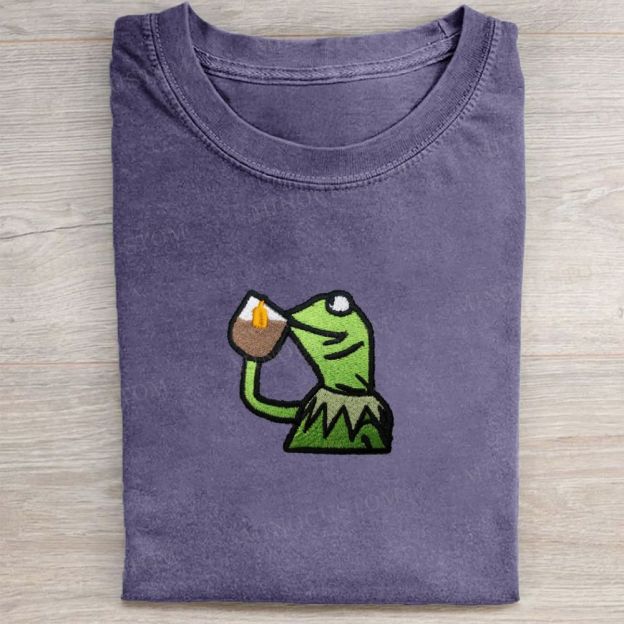 Embroidery Kermit Tea Time Vintage Washed Tee