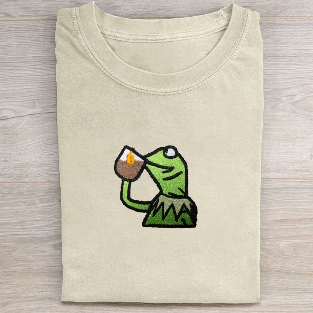 Embroidery Kermit Tea Time Vintage Washed Tee