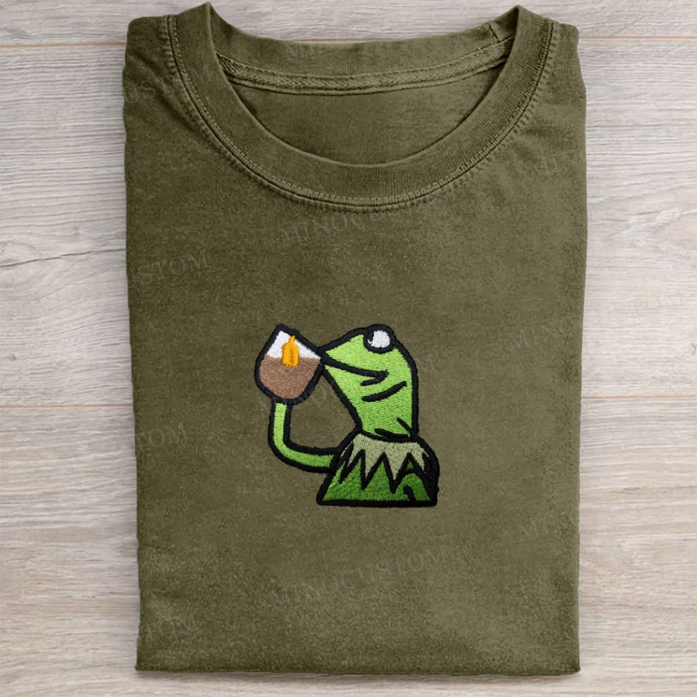 Embroidery Kermit Tea Time Vintage Washed Tee