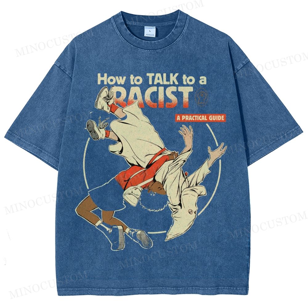 Anti-Racism Satirical Graphic Washed T-Shirt 