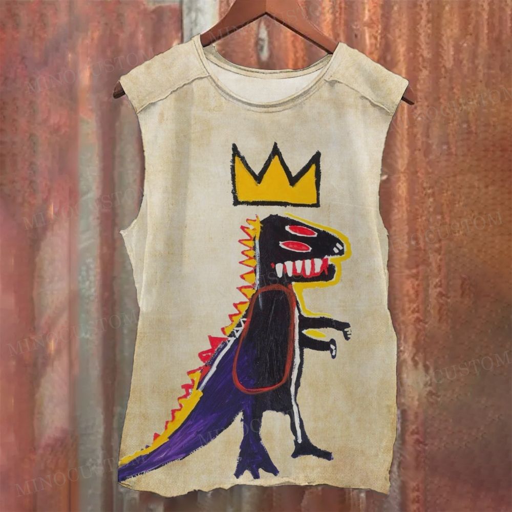 Graffiti Crown Dinosaur Printed Tank Top