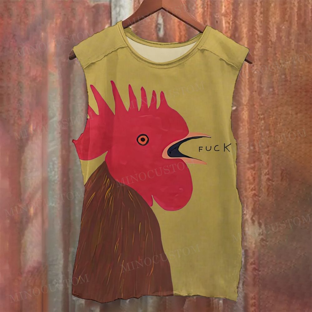 Angry Rooster Scream Printed Tank Top