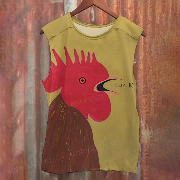 Angry Rooster Scream Printed Tank Top