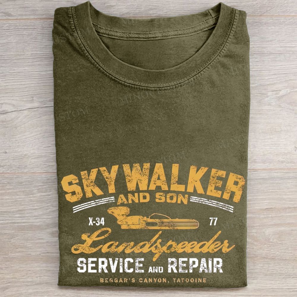 Skywalker Landspeeder Service Print Vintage Washed Tee