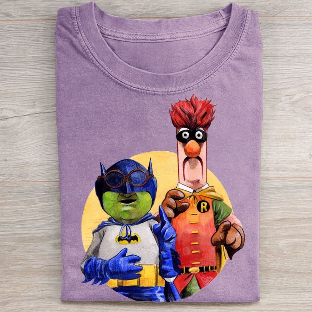 Muppet Batman & Robin Parody Print Vintage Washed Tee