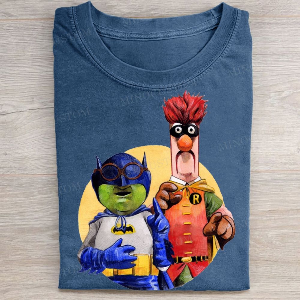 Muppet Batman & Robin Parody Print Vintage Washed Tee