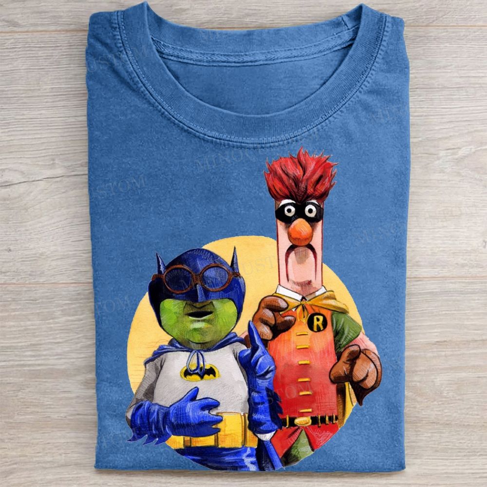 Muppet Batman & Robin Parody Print Vintage Washed Tee