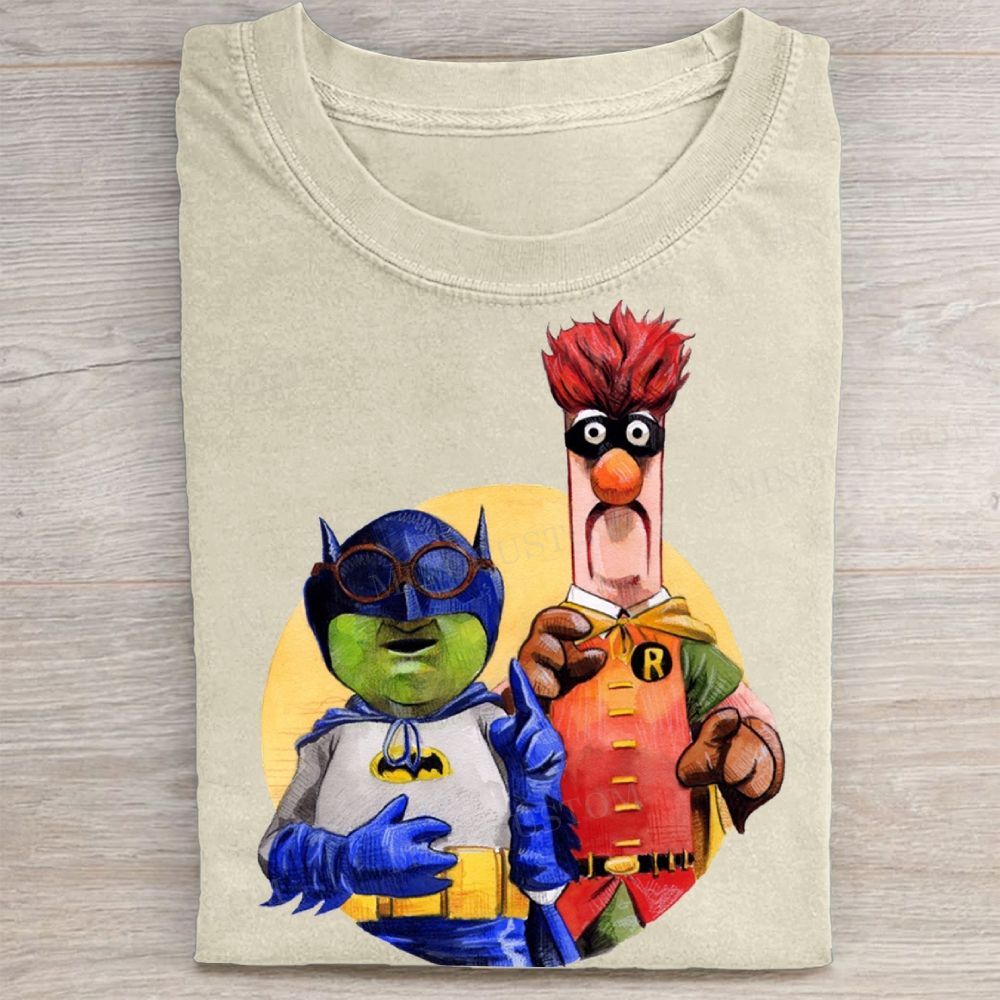 Muppet Batman & Robin Parody Print Vintage Washed Tee