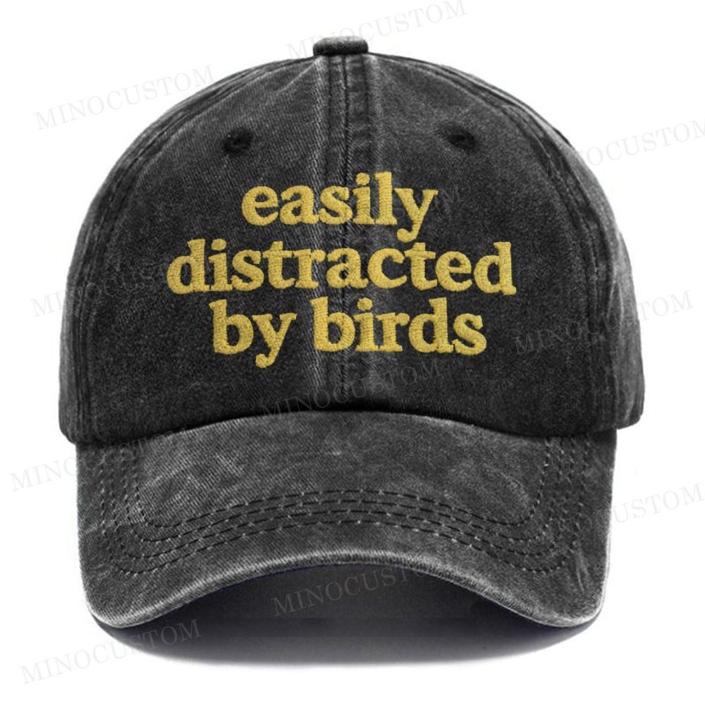 (Embroidery) Easily Distracted By Birds Washed Cap 