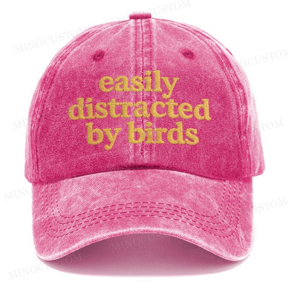 (Embroidery) Easily Distracted By Birds Washed Cap 
