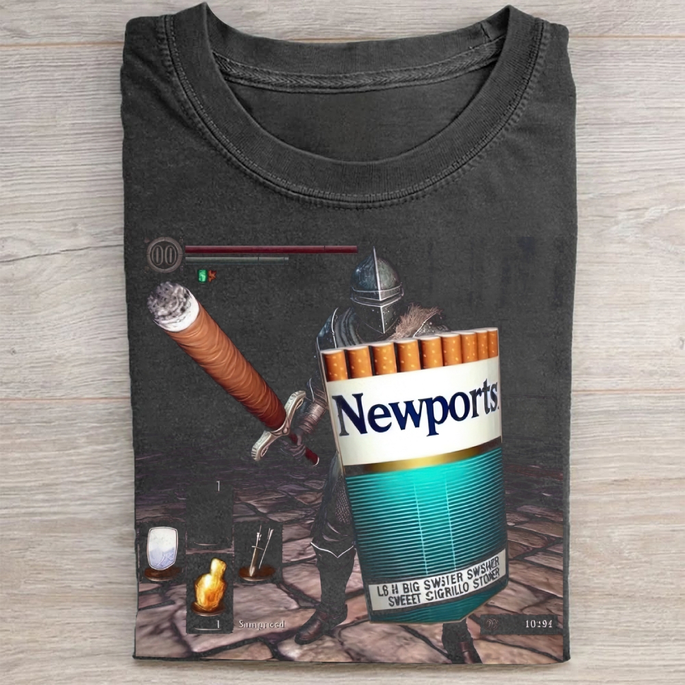 Fantasy Knight Parody Graphic  Washed Tee 
