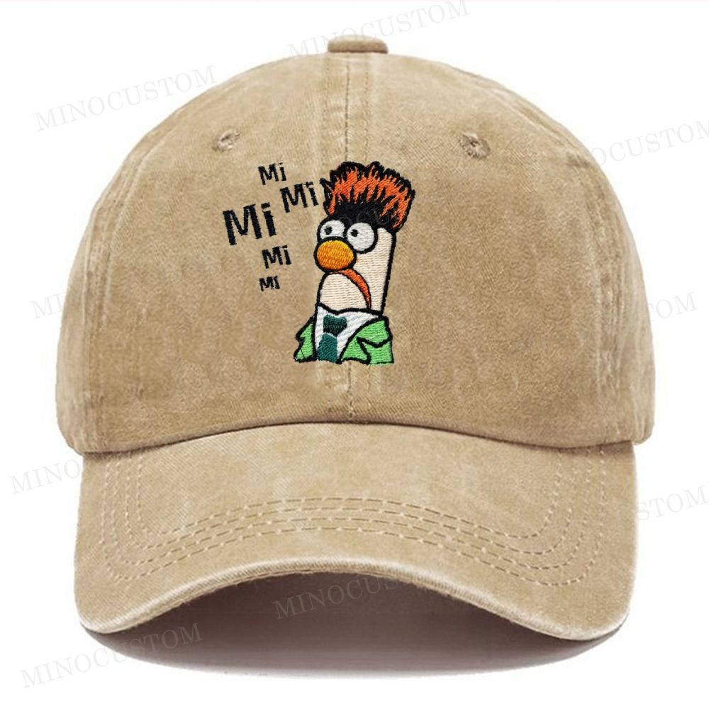 Embroidery Beaker "Mi Mi Mi" Vintage Casual Washed Cap