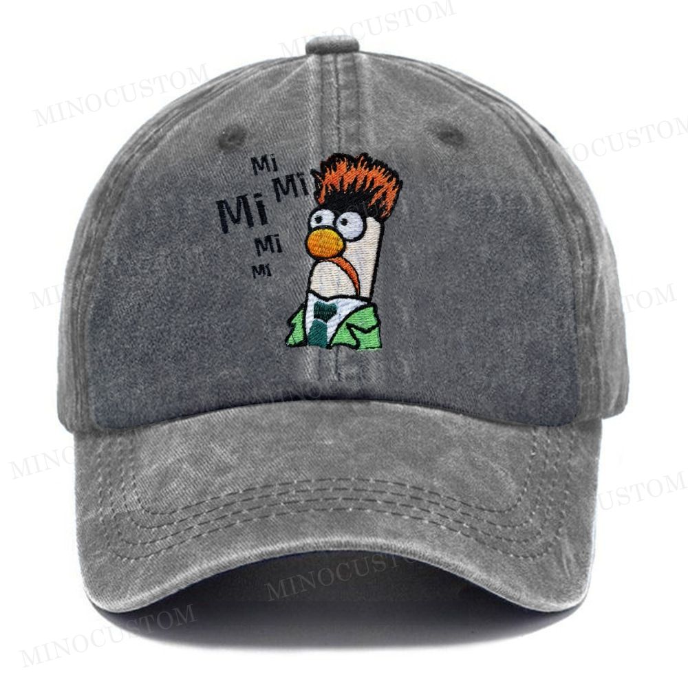 Embroidery Beaker "Mi Mi Mi" Vintage Casual Washed Cap