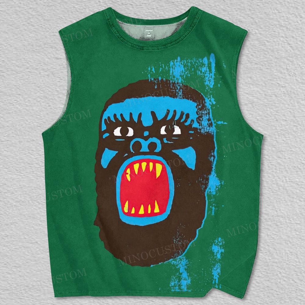 King Kong Roar Graffiti Print Printed Tank Top