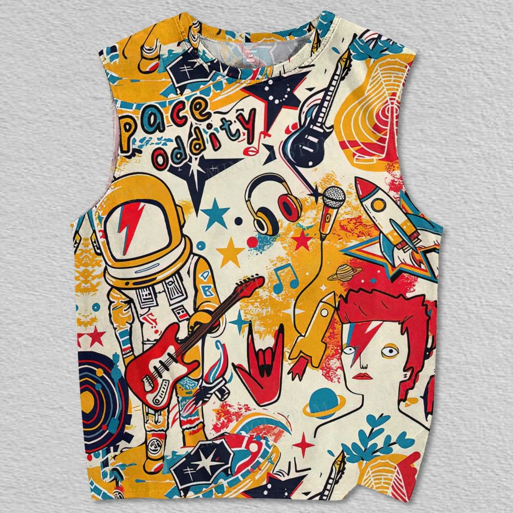 Cosmic Rock Music Astronaut Printed Tank Top 