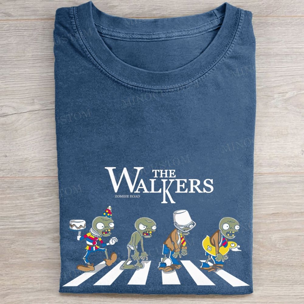  Zombie "The Walkers" Abbey Road Parody Print Vintage Washed Tee
