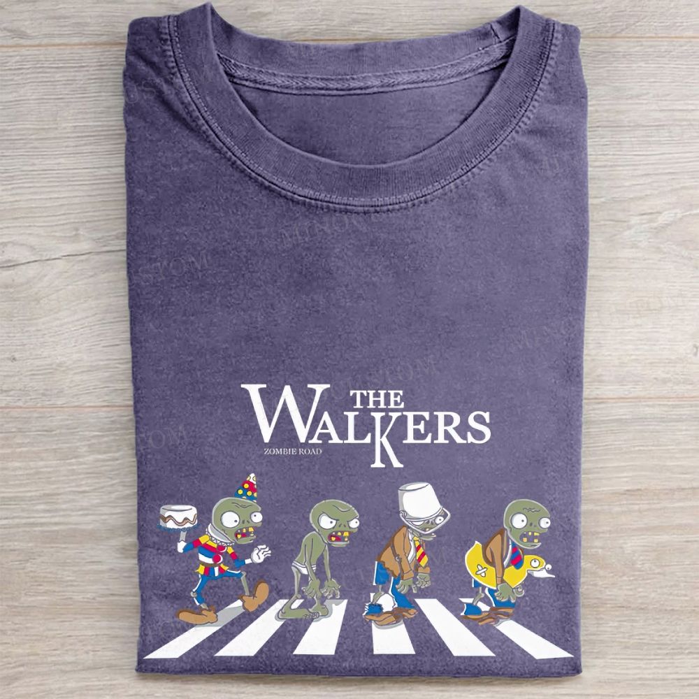  Zombie "The Walkers" Abbey Road Parody Print Vintage Washed Tee