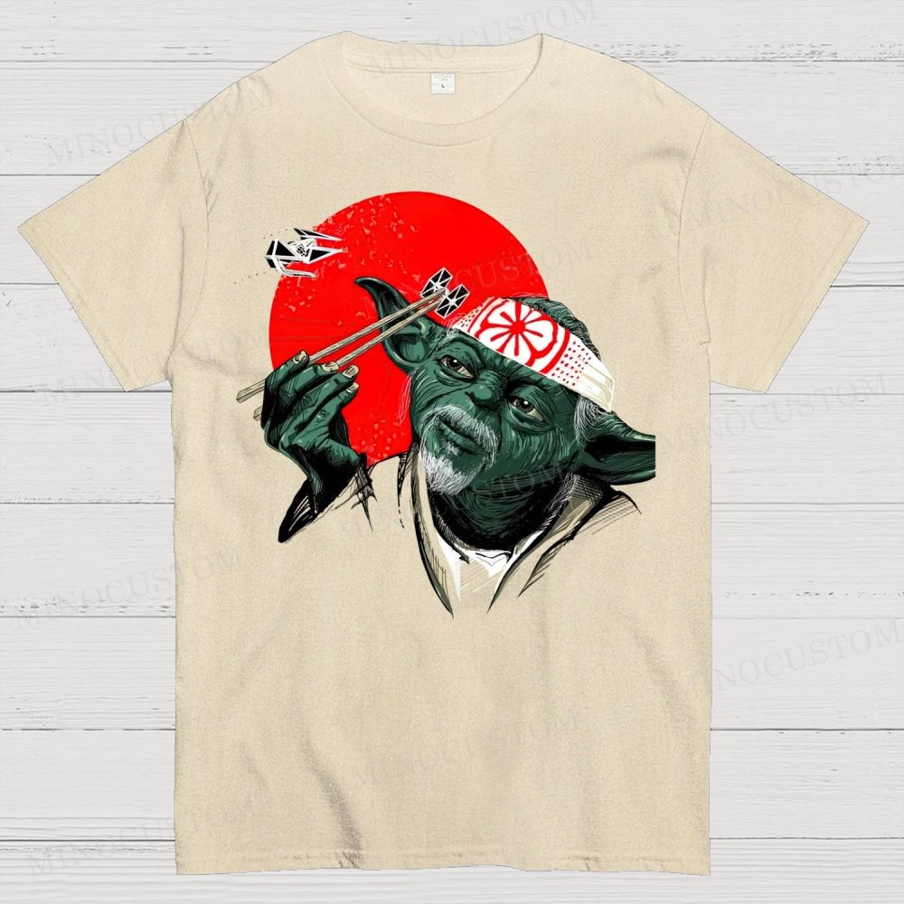 Funny Green Alien Samurai Graphic Cotton T-shirt 