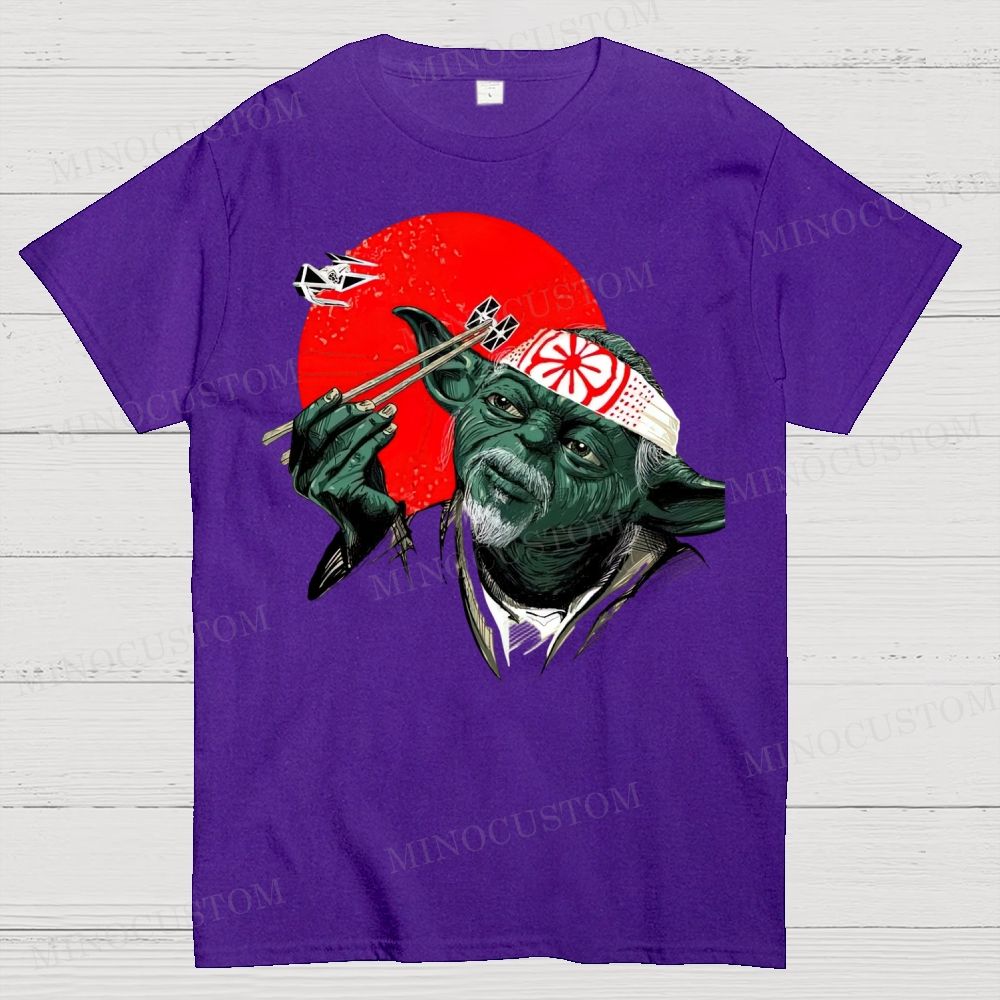 Funny Green Alien Samurai Graphic Cotton T-shirt 