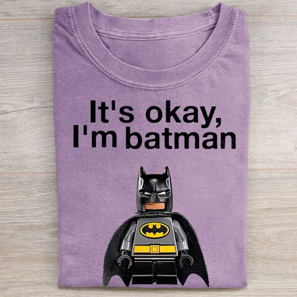 "It's Okay, I'm Batman" Lego Batman Vintage Washed Tee