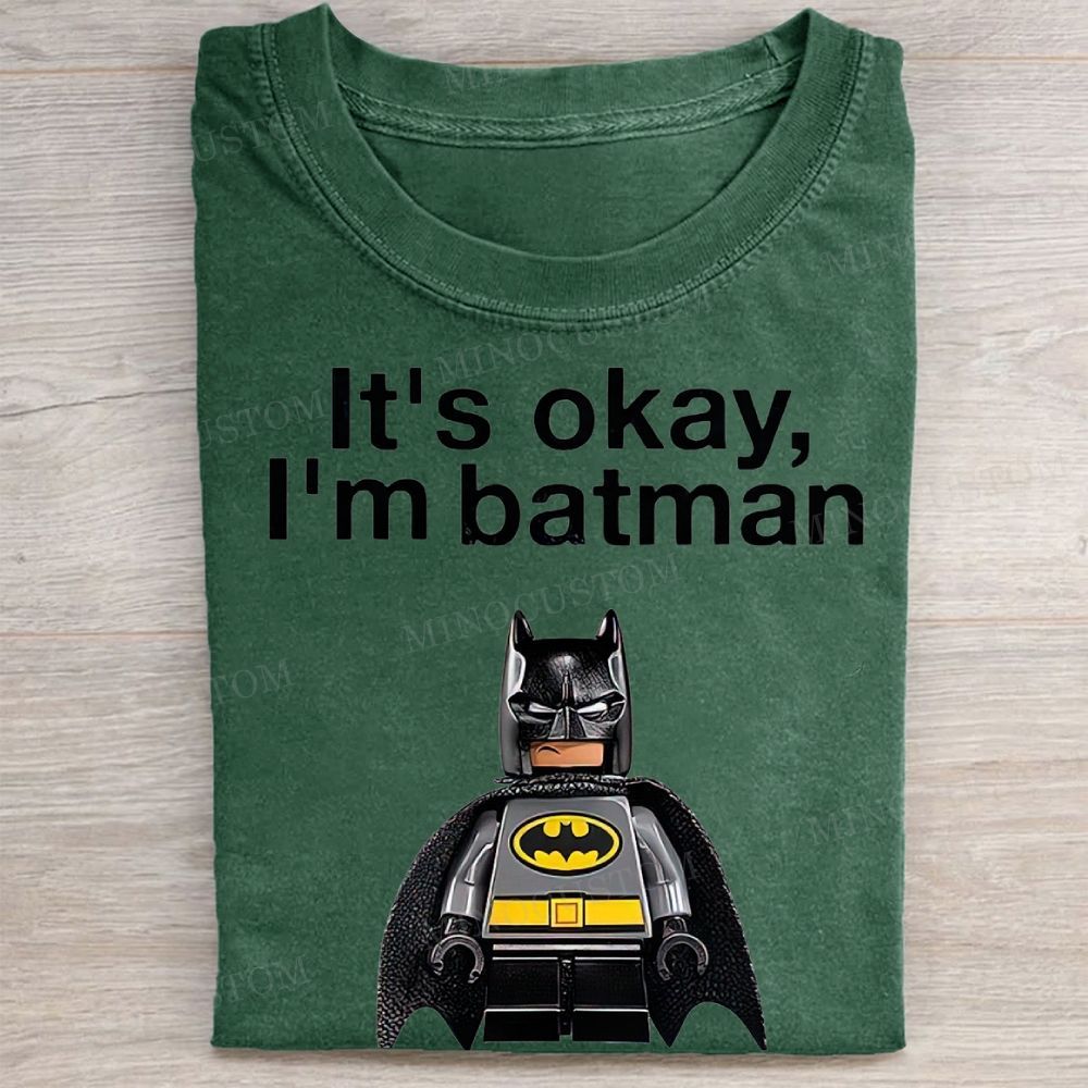 "It's Okay, I'm Batman" Lego Batman Vintage Washed Tee