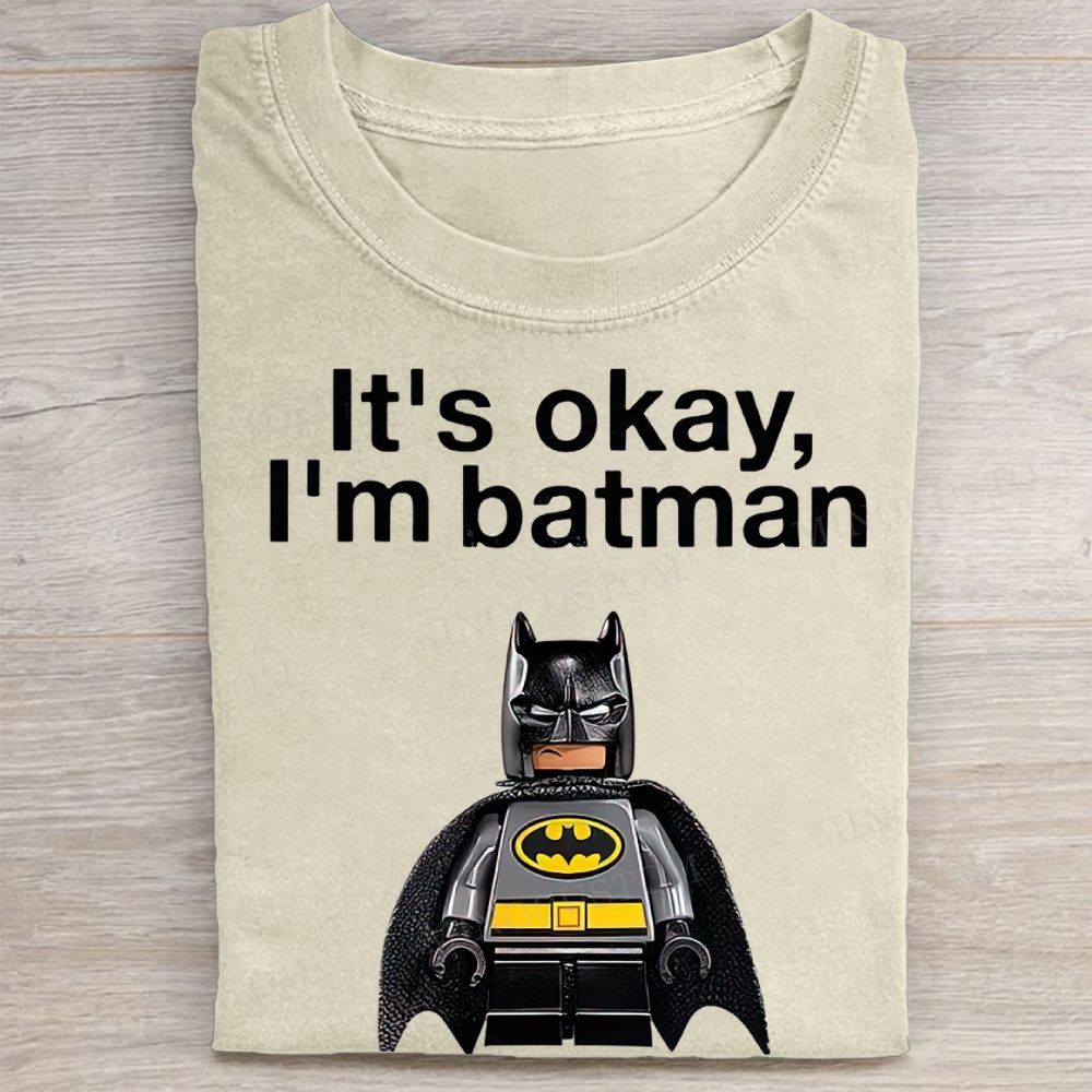 "It's Okay, I'm Batman" Lego Batman Vintage Washed Tee