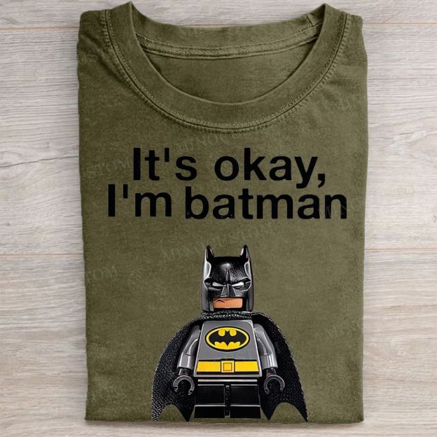 "It's Okay, I'm Batman" Lego Batman Vintage Washed Tee