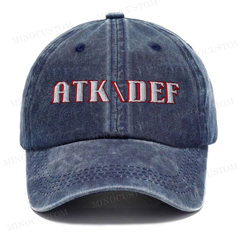 Embroidery-Vintage "ATK/DEF " Gamer Washed Cap 