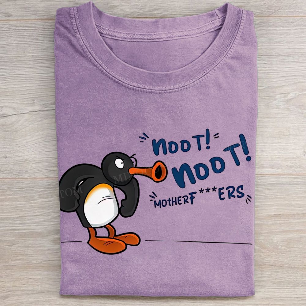 Angry Pingu Noot Noot Motherfcukers Cartoon Anime Washed Tee 