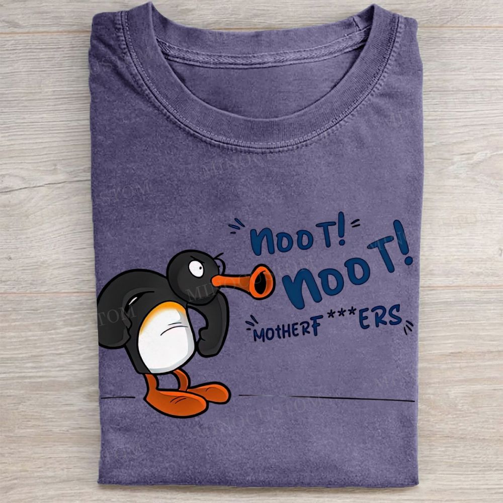 Angry Pingu Noot Noot Motherfcukers Cartoon Anime Washed Tee 