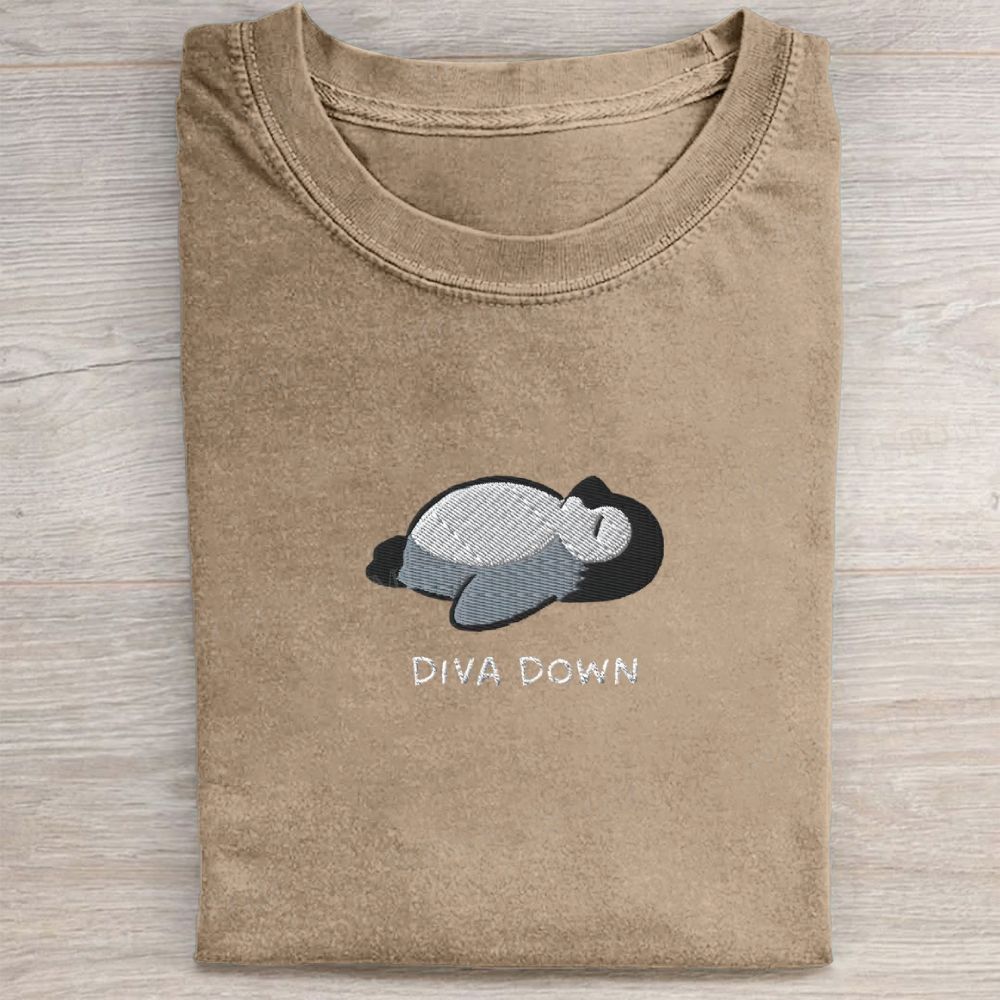 Diva Down Penguin Washed Tee