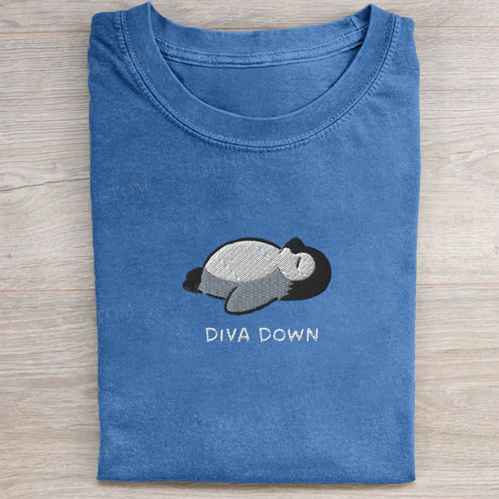 Diva Down Penguin Washed Tee