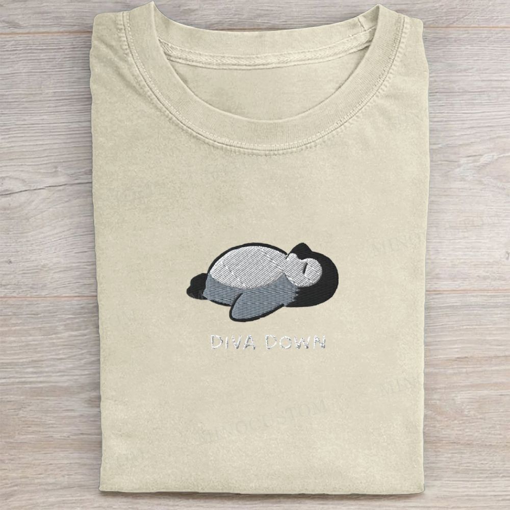 Diva Down Penguin Washed Tee