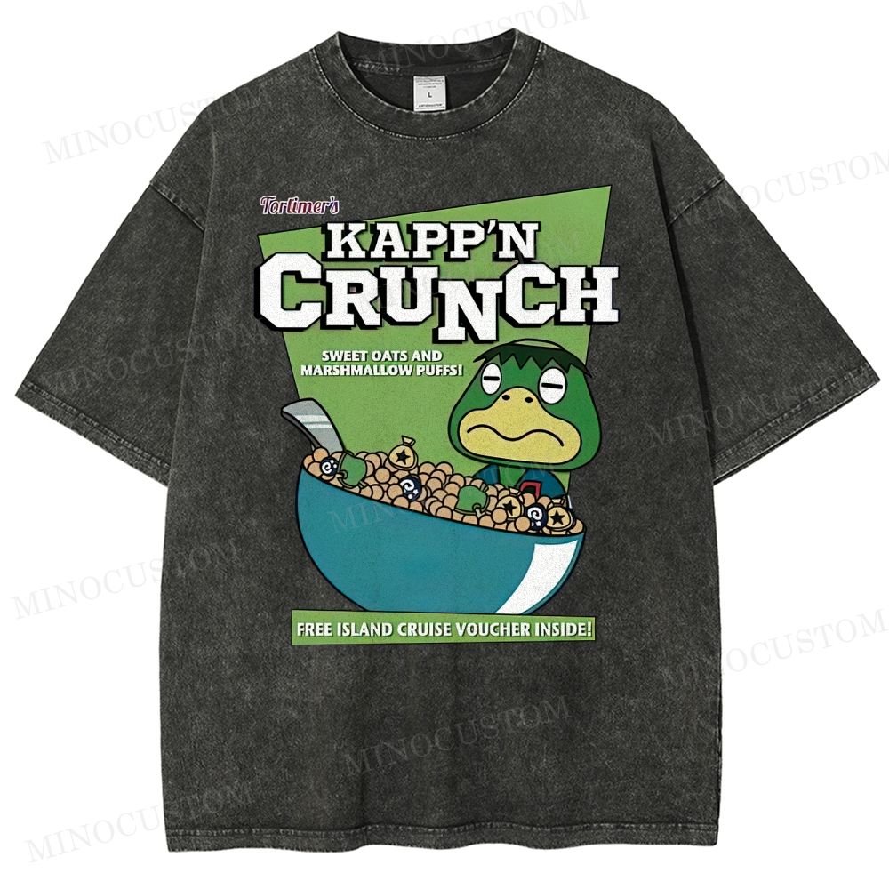 Retro  Cartoon Turtle Parody Washed T-Shirt 