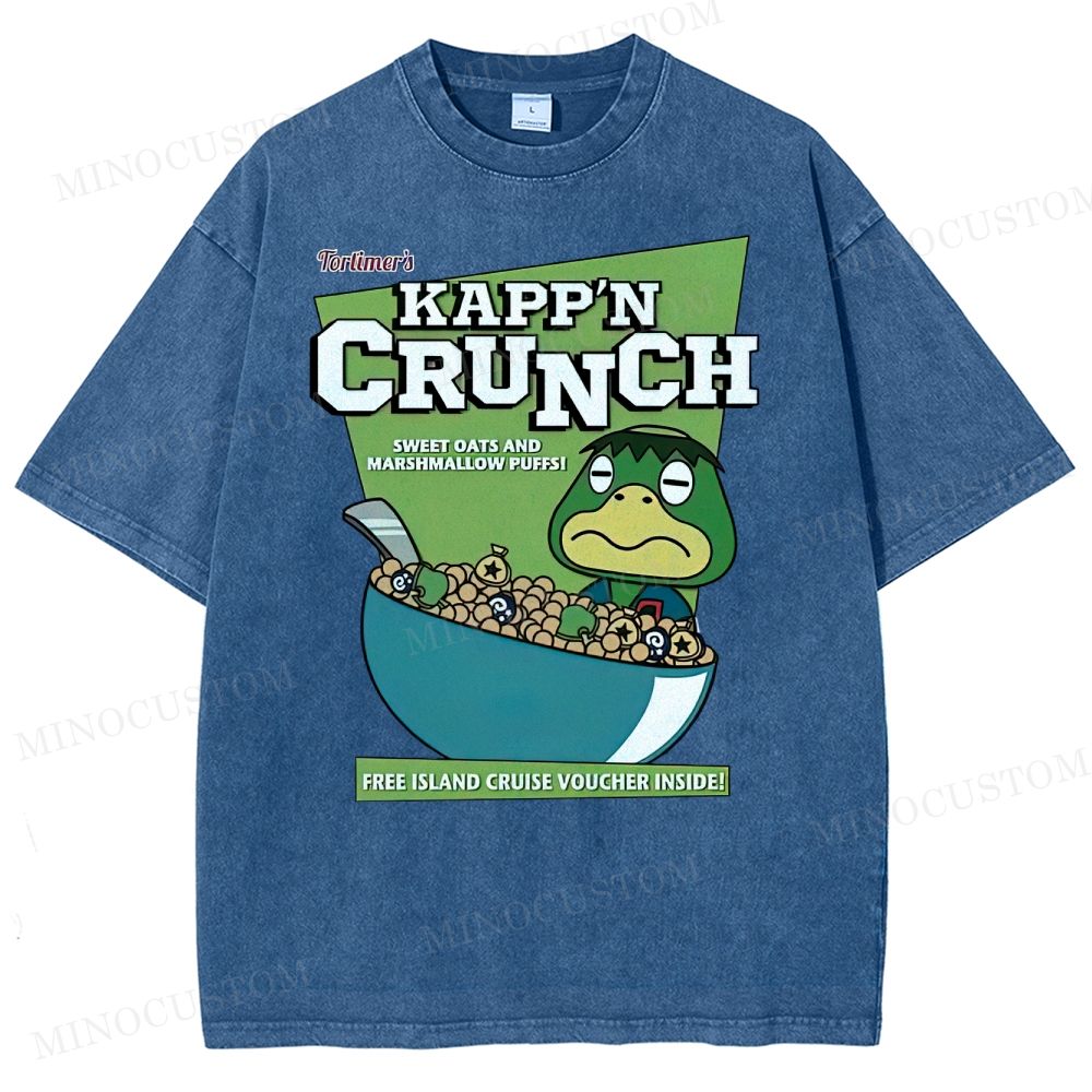 Retro  Cartoon Turtle Parody Washed T-Shirt 