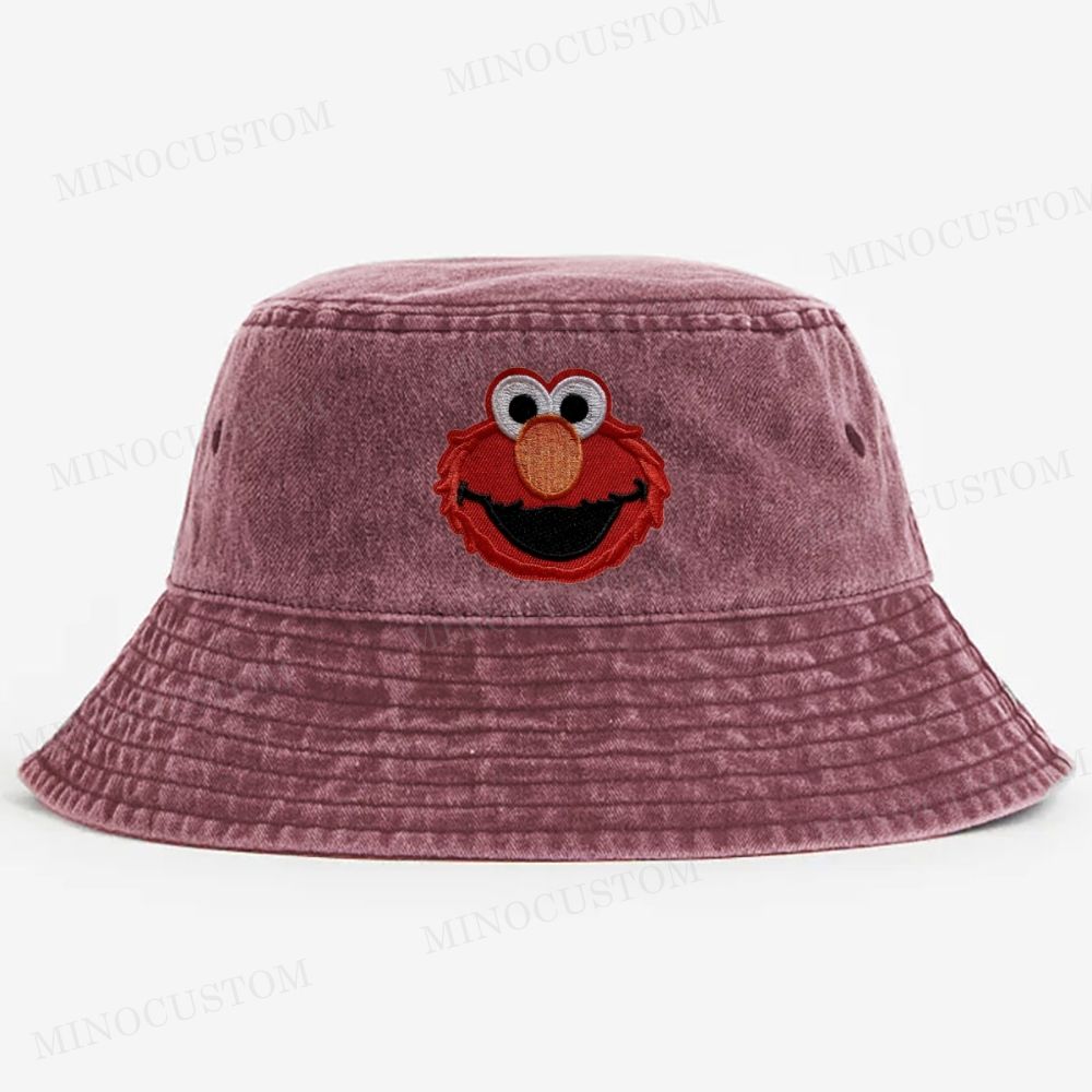 Embroidered Elmo Washed Bucket Hat