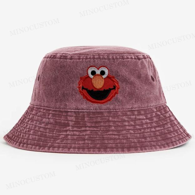 Embroidered Elmo Washed Bucket Hat