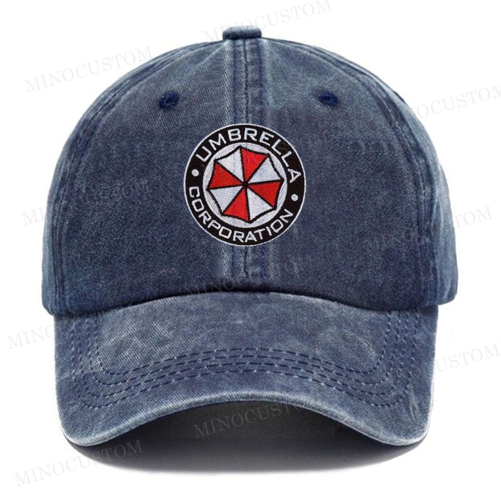 Embroidered Umbrella Corporation Logo Vintage Casual Washed Cap