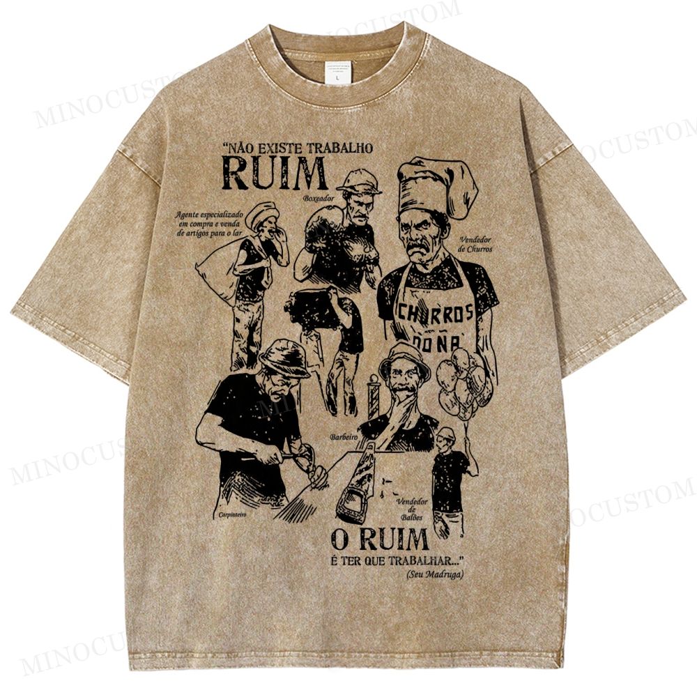 Funny Work Professions Graphic Washed T-Shirt 