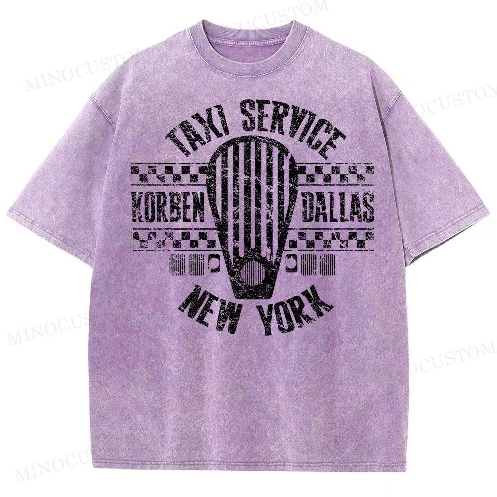 Retro Taxi Service Graphic Washed T-Shirt 