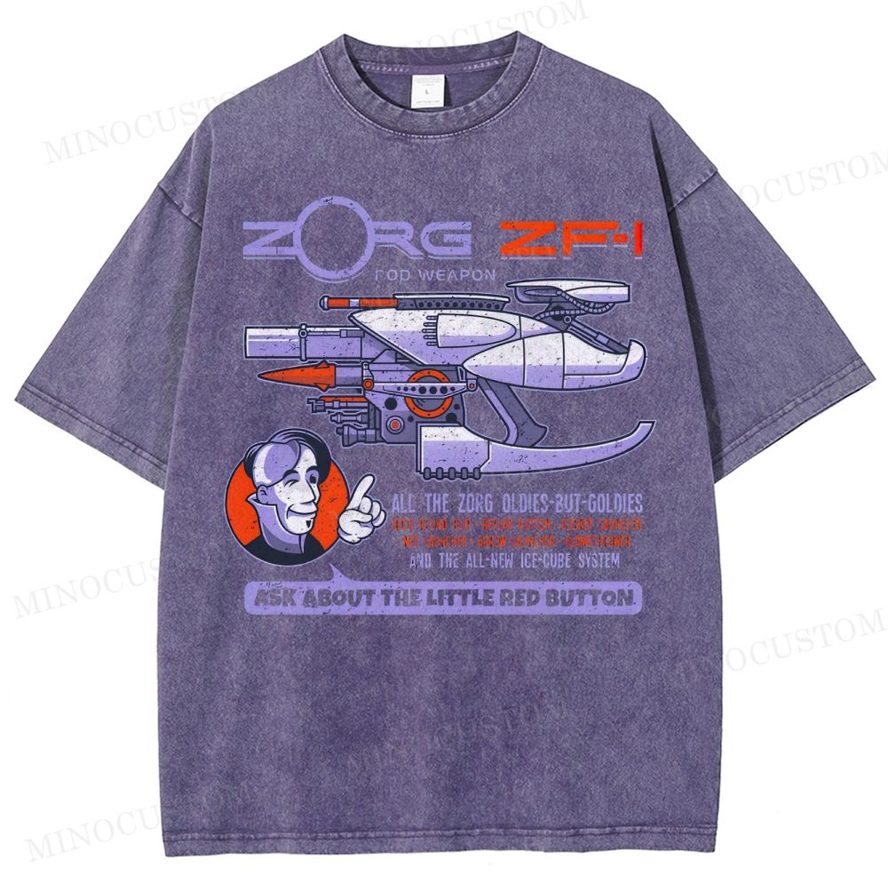 Sci-Fi Weapon Parody Graphic Washed T-Shirt 