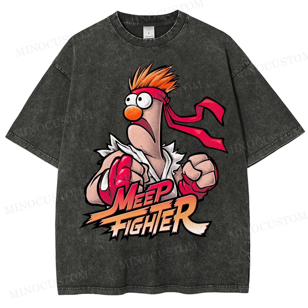 Beaker Meep Fighter Street Fighter Washed T-Shirt 